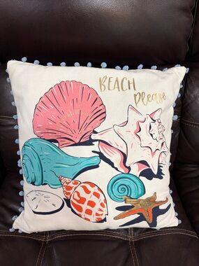 Simply Southern Beach Please Shells Accent Pillow in Pink, Teal, Coral, Gold